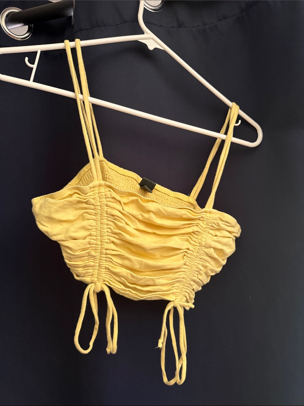 wild fable Yellow Ruched Drawstring Crop Top